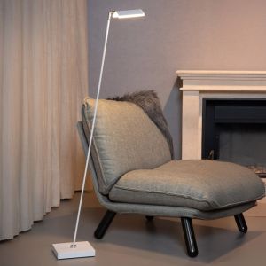 Lampadaire liseuse moderne blanc, Aaron, 12W, 2700K LED, avec variateur tactile