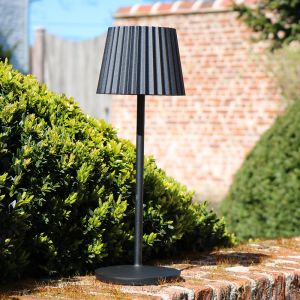 Lampe de table extérieur rustique noire, Justine, 2W, 2700K LED, IP54, avec variateur tactile