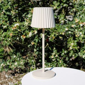 Lampe de table extérieur rustique beige, Justine, 2W, 2700K LED, IP54, avec variateur tactile