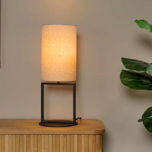 Lampe de table rustique beige, Herman, avec interrupteur