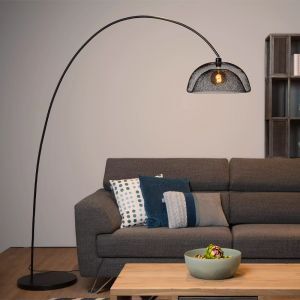 Lampadaire à arc moderne noir, Mesh, avec interrupteur