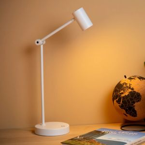 Lampe de table rechargeable moderne blanche, Tipik, 3W, 2700K LED, avec variateur tactile