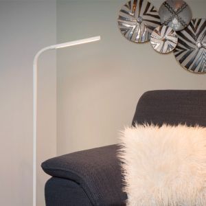 Lampadaire liseuse moderne blanc, Gilly, 5W, 2700K LED, avec interrupteur
