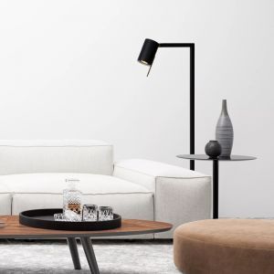 Lampadaire liseuse moderne noir, Lesley, avec interrupteur