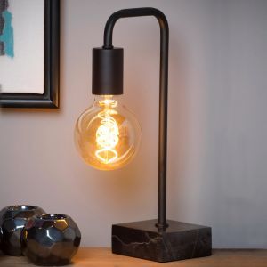 Lampe de table moderne noire, Lorin, avec interrupteur