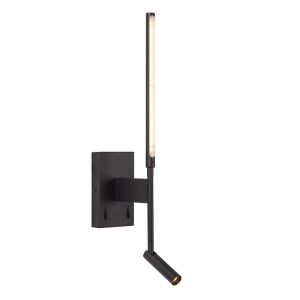 Applique murale moderne noire, Finan, 6W, 2700K LED, avec interrupteur
