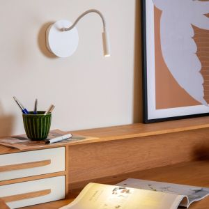 Lampe de chevet moderne blanc, Jolijn, 2W, 3000K LED, avec interrupteur