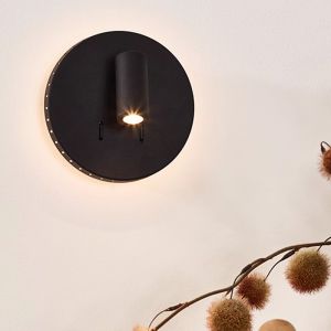 Applique murale moderne noire, Bentjer, 6W, 3000K LED, avec interrupteur