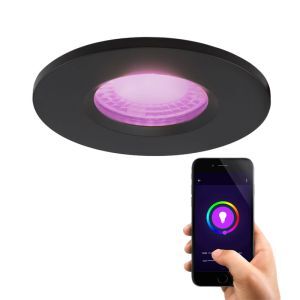 Spot encastré connecté noir moderne, Jule, IP65, 4,5W, RGBW