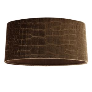 40 cm abat-jour en velours marron ovale tissu crocodile, Emilius