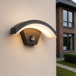 Applique extérieur avec détecteur de mouvement noire moderne, Annemay, 6W, 3000K LED, IP54