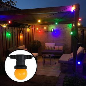 10m guirlande guinguette avec 20 ampoules colorées