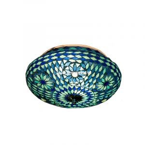 Lampe plafond orientale bleue mosaïque, Mimoun