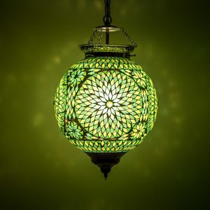 Suspension orientale verte mosaïque, Aziza