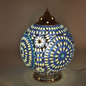 Lampe de table orientale bleue mosaïque, Dalil