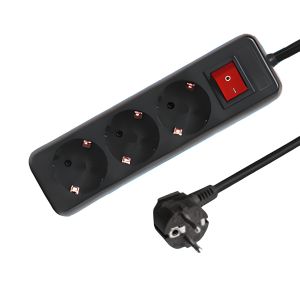 Multiprise 3 prises avec interrupteur 3 mètres, noir