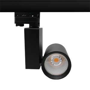 Spot triphasé noir Deena, 18W, 3000K, Pro