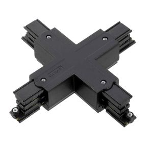 Connecteur en forme de X pour éclairage sur rail triphasé, noir, Pro