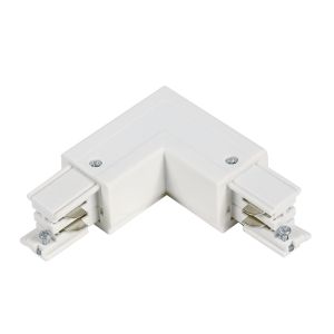 Connecteur intérieur en forme de L pour éclairage sur rail triphasé, blanc, Pro