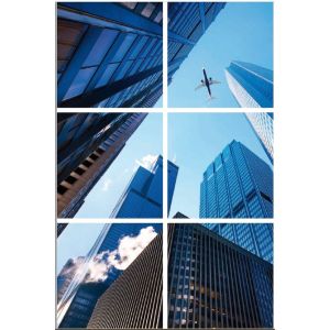 Impression photo de gratte-ciels - lot de 6 plaques acryliques avec impression, pour panneaux LED 60x60 cm