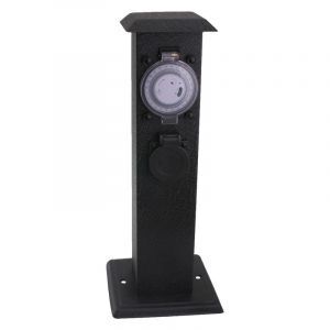 Poteau de jardin Exin 3 fois noir, minuterie commutée