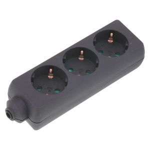 Multiprise Exin 3 voies, mise à la terre, 2500 W noir