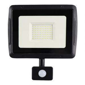 Projecteur avec capteur en aluminium noir, Miro, 50W, 6000K LED, IP65