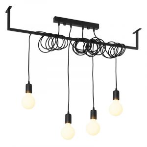 Suspension industrielle Lauraine, noir, Acier, 4L
