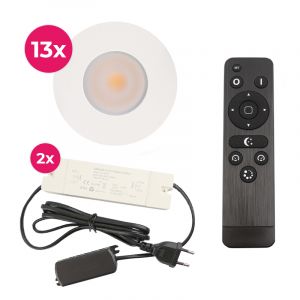 13 spots encastrés veranda blanc Dico, IP65, avec kit de connexion et télécommande