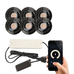 6 spots connectés veranda orientable Rona, IP44, avec kit de connexion, noir