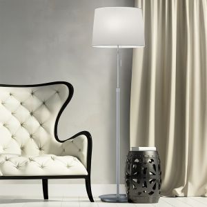 Lampadaire classique nickel, Niva, avec interrupteur à tirette