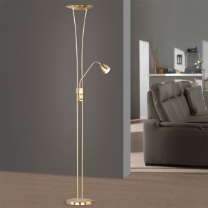 Lampadaire classique laiton, Stijn, 20W, 3000K LED, avec interrupteur