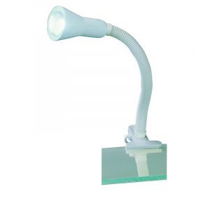Lampe à pince en plastique blanche, Helin, avec interrupteur