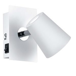 Spot mural en verre blanc, Laysha, 6W, 3000K LED, avec interrupteur