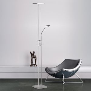 Lampadaire moderne nickel, Simon, 15W, 3000K LED, avec interrupteur