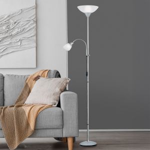 Lampadaire en plastique gris, Pieter, avec interrupteur