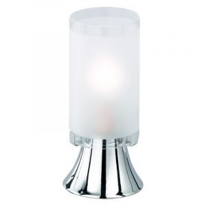 Lampe de table en verre chromée, Leanne, avec interrupteur