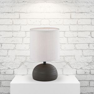 Lampe de table en céramique marronne, Yeraz, avec interrupteur