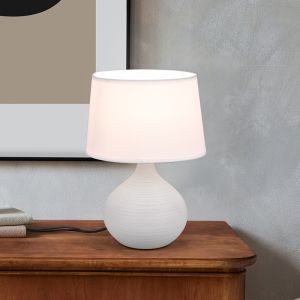 Lampe de table en céramique blanche, Yesha, avec interrupteur