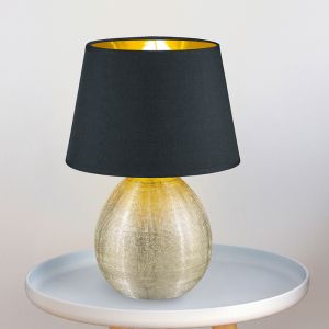 Lampe de table en céramique dorée, Yet, avec interrupteur