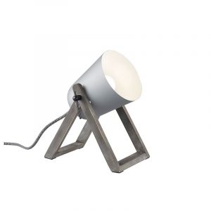 Lampe de table en bois grise, Sacha, avec interrupteur
