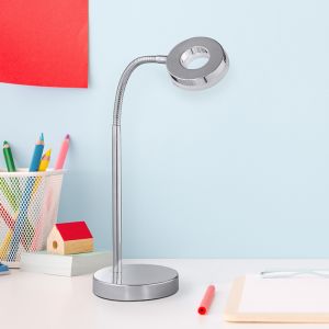 Lampe de bureau moderne chromée, Daley, 4W, 3000K LED, avec interrupteur