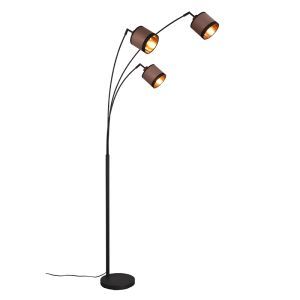 Lampadaire à arc moderne taupe, Denley, avec interrupteur