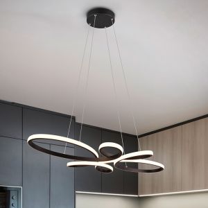 Suspension table à manger design noire, Vikash, 32W, 3000K LED, gradable en 3 étapes