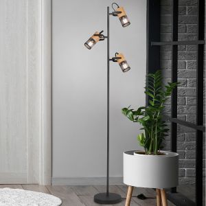 Lampadaire vintage noir, Jessica, avec interrupteur