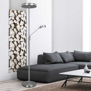 Lampadaire liseuse moderne nickel, Marjon, 35W, blanc chaud à froid réglable LED, avec variateur tactile