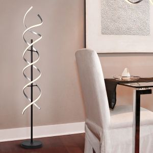 Lampadaire design chromé, Sylvian, 32W, blanc chaud à froid réglable LED, avec variateur tactile