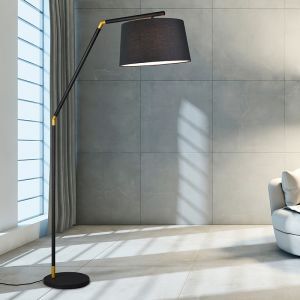 Lampadaire à arc moderne noir, Lendy, avec interrupteur