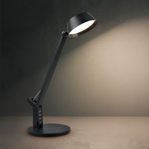 Lampe de bureau moderne noire, Lindi, 5W, blanc chaud à froid réglable LED, avec variateur tactile
