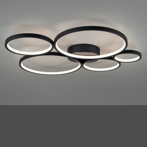 Lampe plafond moderne noire, Robon, 49W, 3000K LED